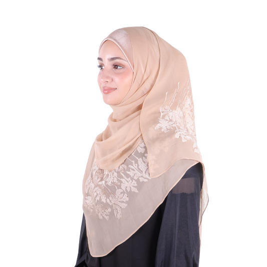 100% Georgette Silk Embroidery Shawl -- Silk Story of Mu Lan