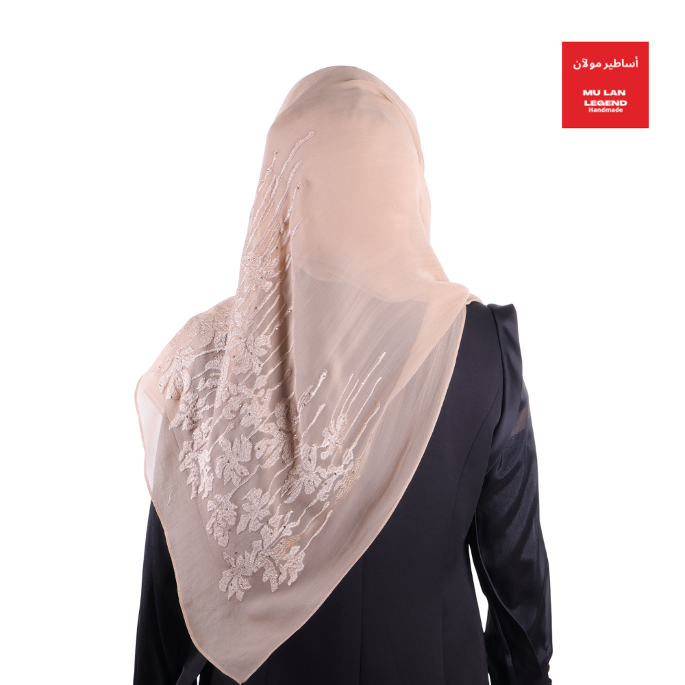 100% Georgette Silk Embroidery Shawl -- Silk Story of Mu Lan