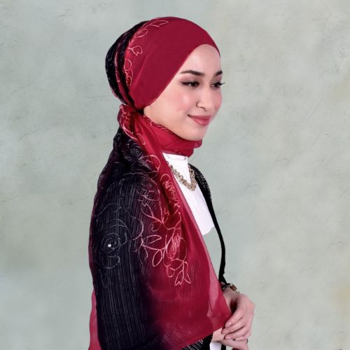 Rose Sequin 100% Georgette Silk Embroidery Shawl