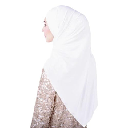 MuLanLegend Handmade | Muberra 4 Pleated Hijab Shawl | One Piece Easy Slip On Practical and Comfortable(L Size)
