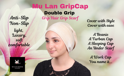 Mu Lan Gripcap | Non-Slip Turban Cap | Anti-Slip Velvet Under Scarf Hijab | Double Grip Hair Shawl Turban Hat Wig