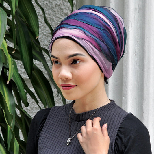 Mu Lan Silk Royal Turban | Handmade Silk Velvet Adjustable Shaper | Scarf Bonnet Shawl | Chemo Hair Loss Head Cover